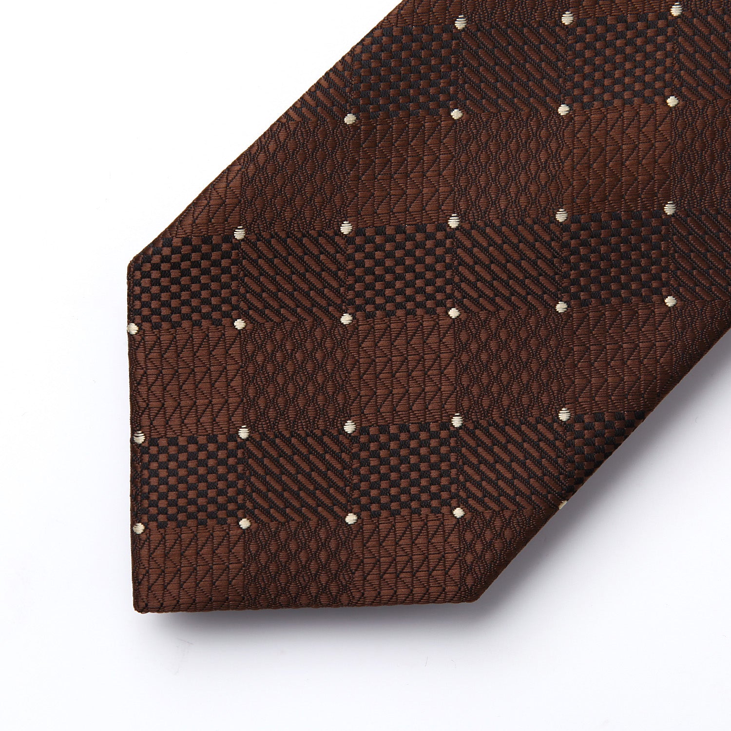 Plaid Tie Handkerchief Set - BROWN