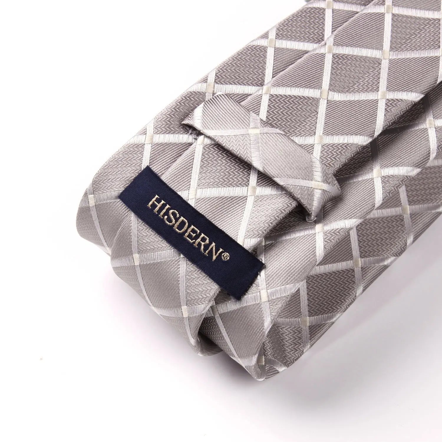 Plaid Tie Handkerchief Set - BEIGE/WHITE