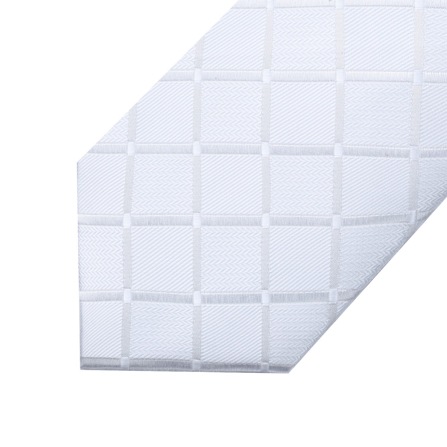 Plaid Tie Handkerchief Set - WHITE