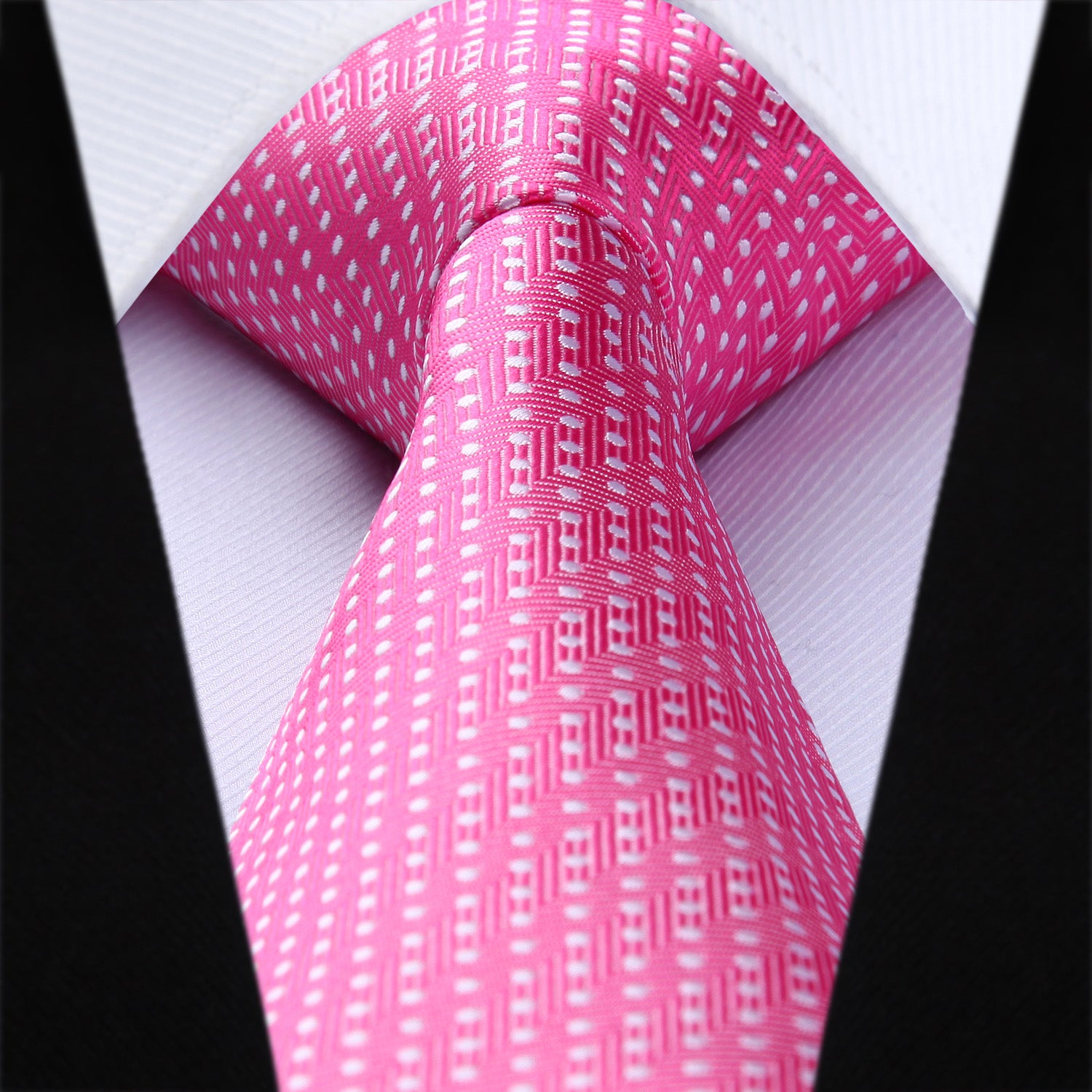 Polka Dot Tie Handkerchief Set - A-PINK