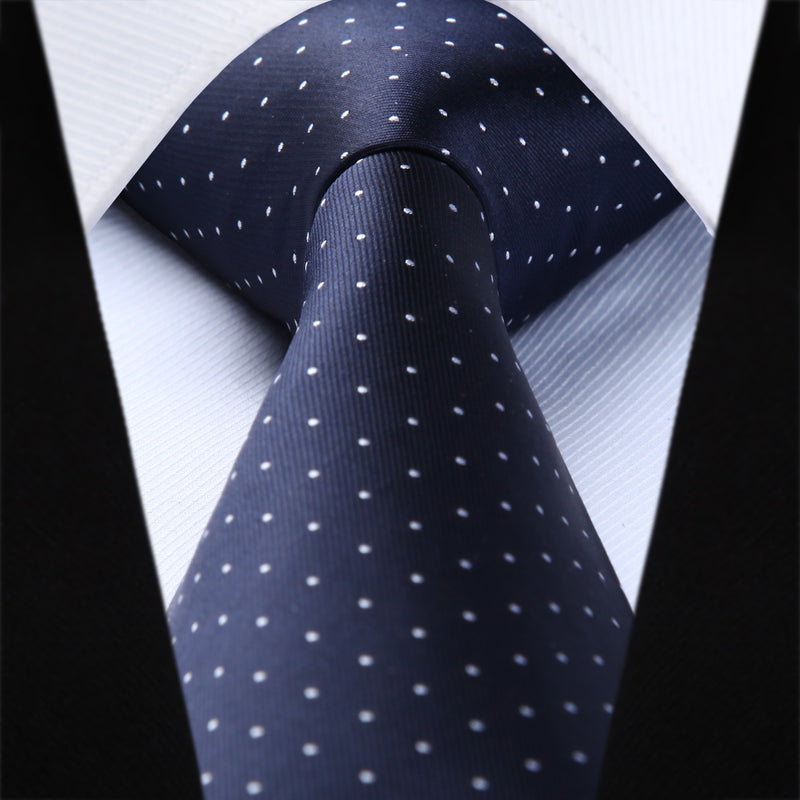 Polka Dot Ties Handkerchief Set - NAVY BLUE/WHITE