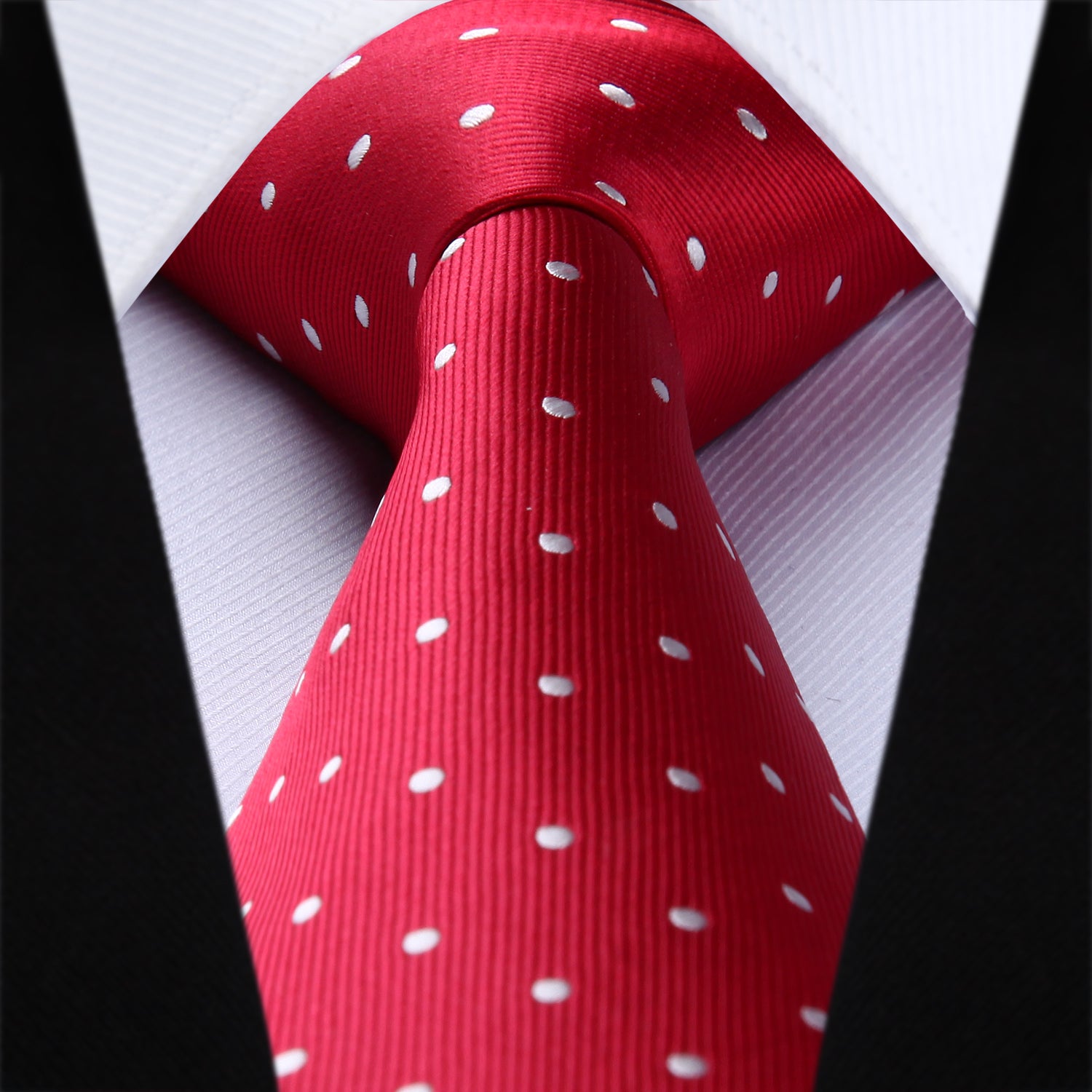 Polka Dot Tie Handkerchief Set - RED/WHITE