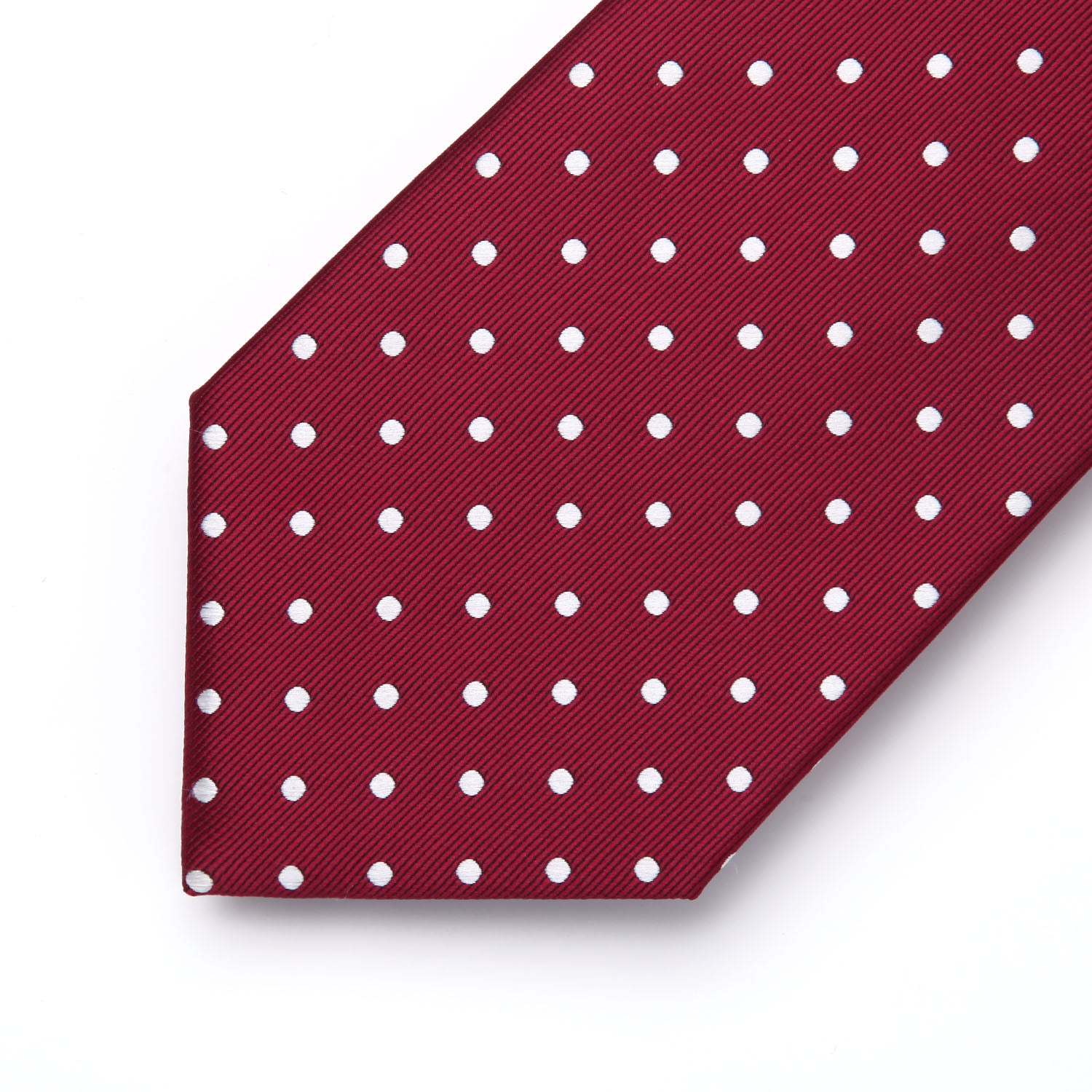 Polka Dot Ties Handkerchief Set - BURGUNDY/WHITE