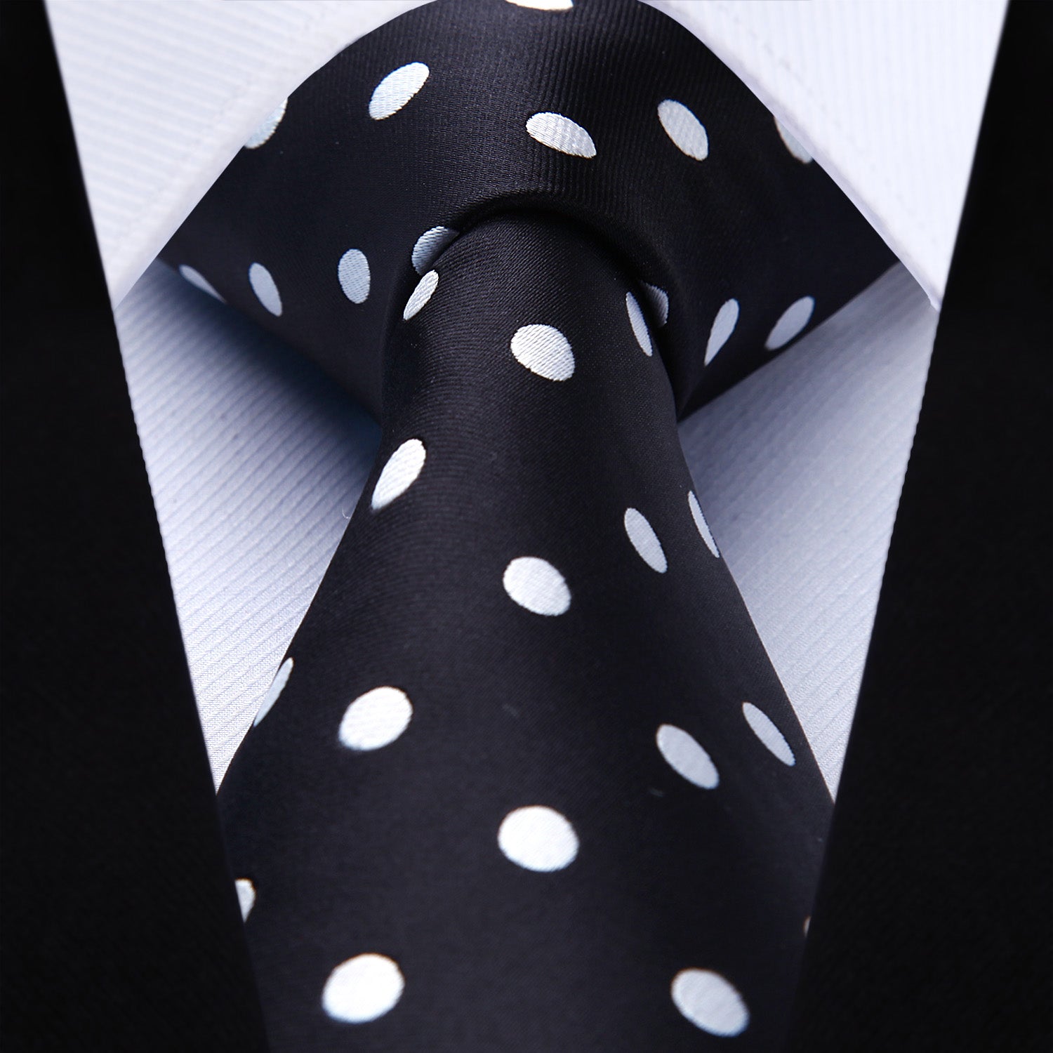 Polka Dot Tie Handkerchief Set - C-BLACK/WHITE