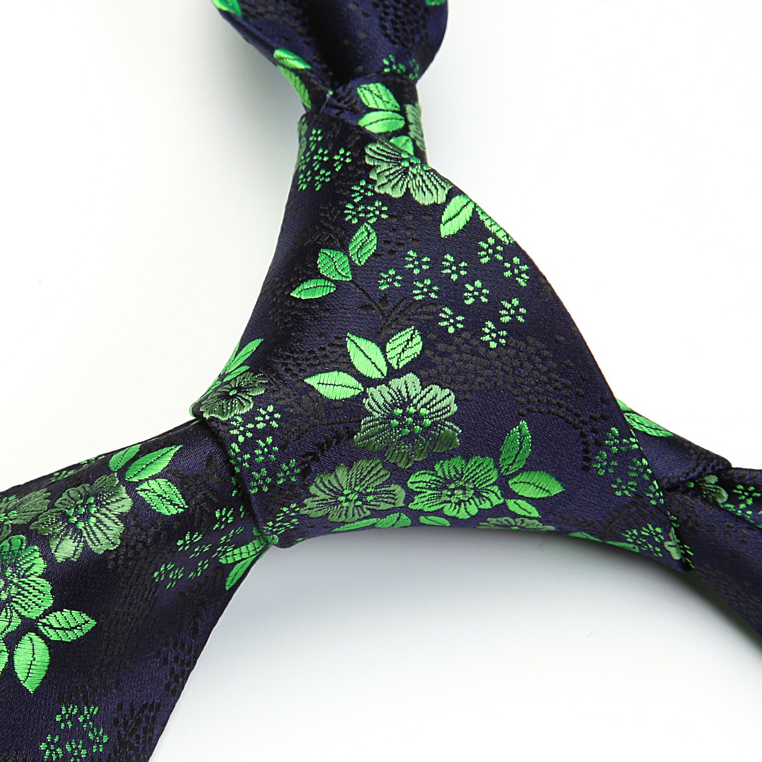 Floral 3.4 Tie Handkerchief Set - 10-GREEN/NAVY BLUE