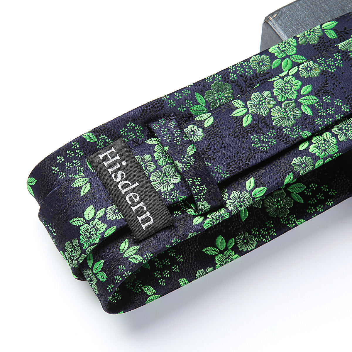 Floral 3.4 Tie Handkerchief Set - 10-GREEN/NAVY BLUE