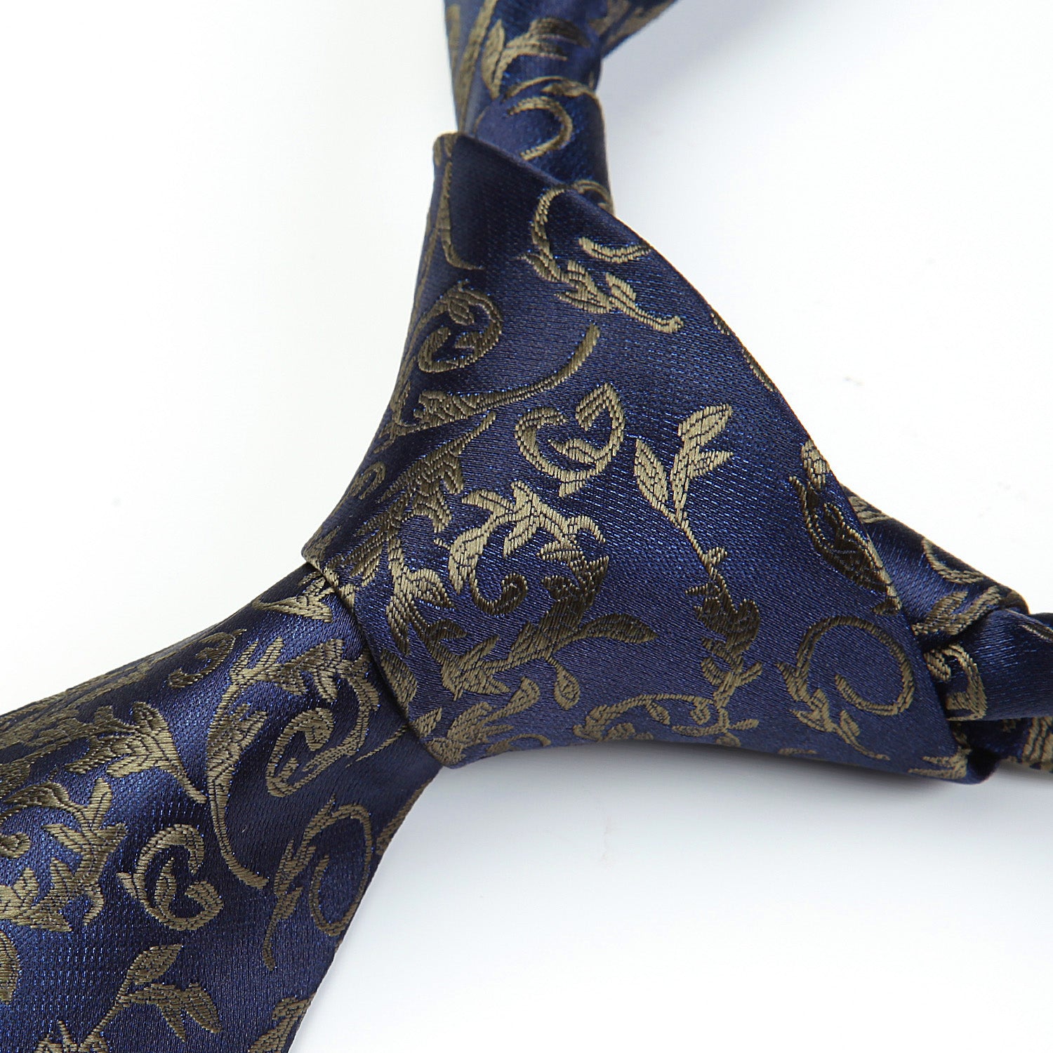 Paisley Floral Tie Handkerchief Set - A NAVY BLUE/BROWN