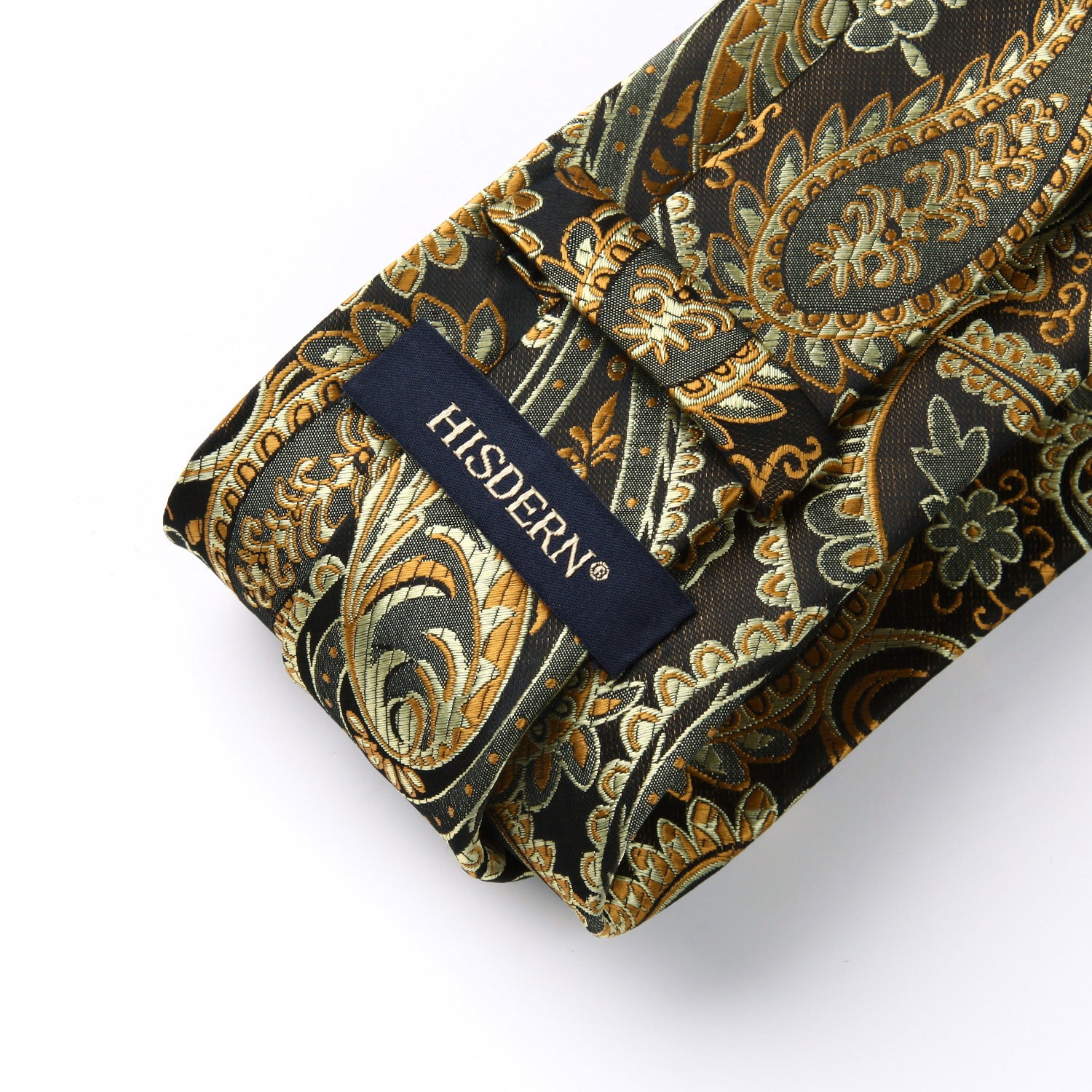 Paisley Floral Tie Handkerchief Set - GOLD/BROWN