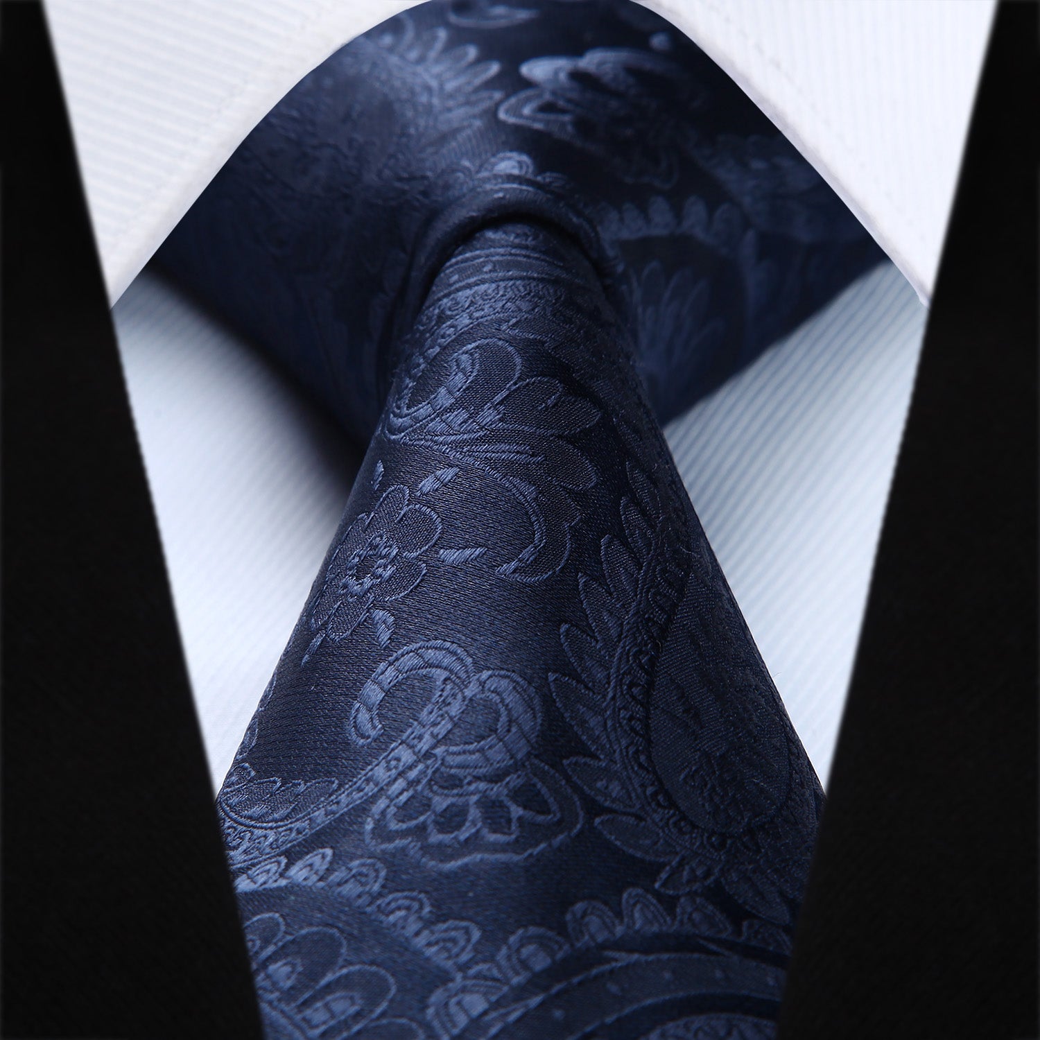 Paisley Tie Handkerchief Set - NAVY-3