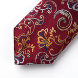 Paisley Floral Tie Handkerchief Set - BURGUNDY/YELLOW