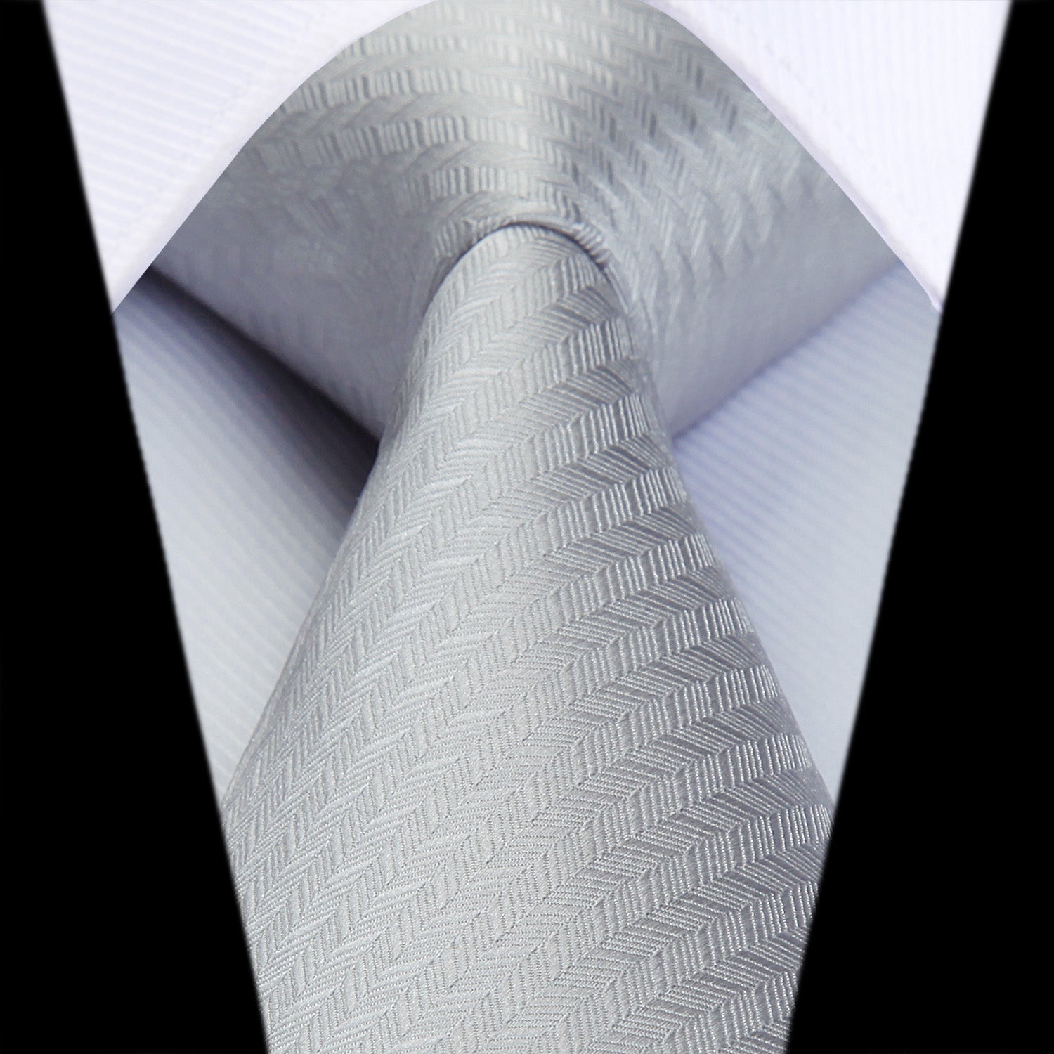 Houndstooth Tie Handkerchief Set - GRAY/WHITE