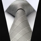 Plaid Tie Handkerchief Set - BLACK/WHITE