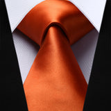 Solid Tie Handkerchief Set - BURNT ORANGE