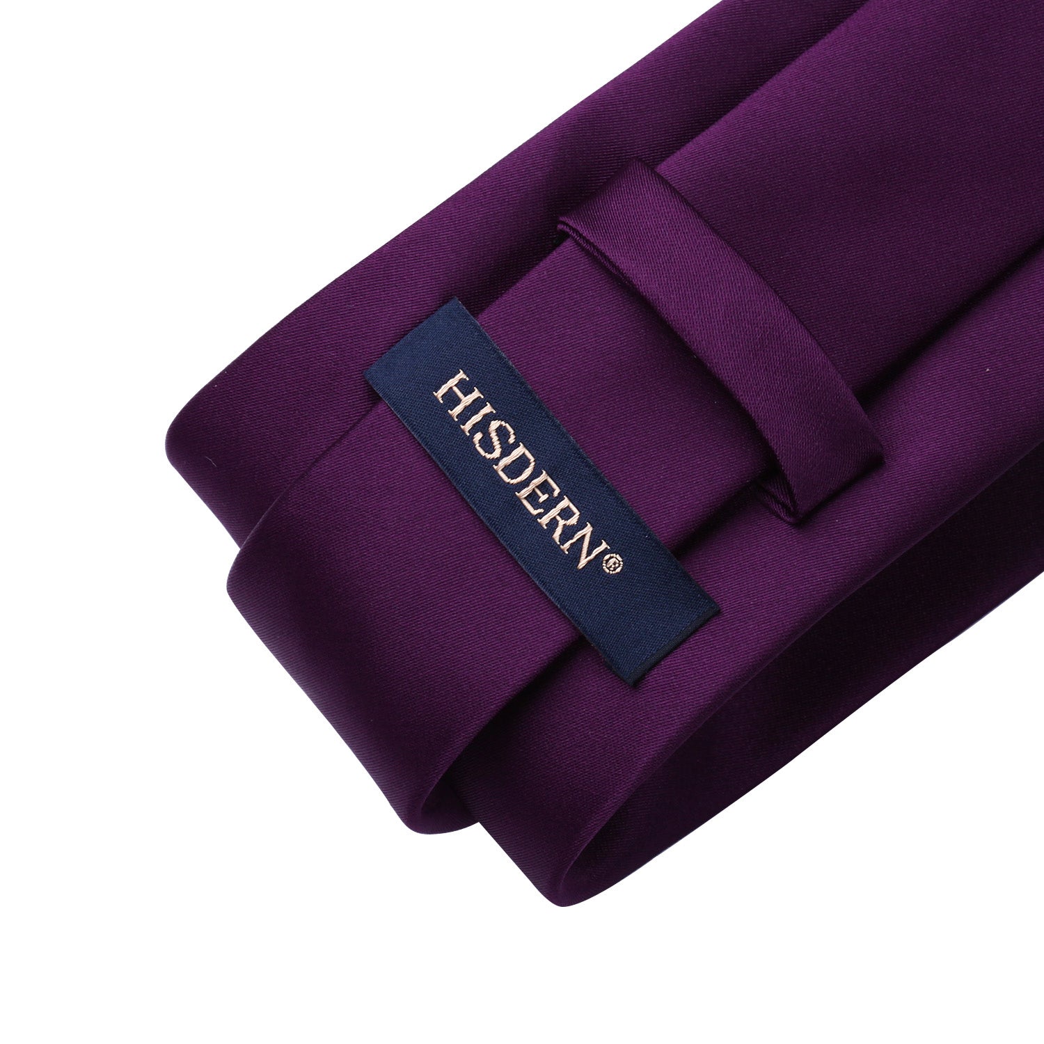 Solid Tie Handkerchief Set - EGGPLANT PURPLE