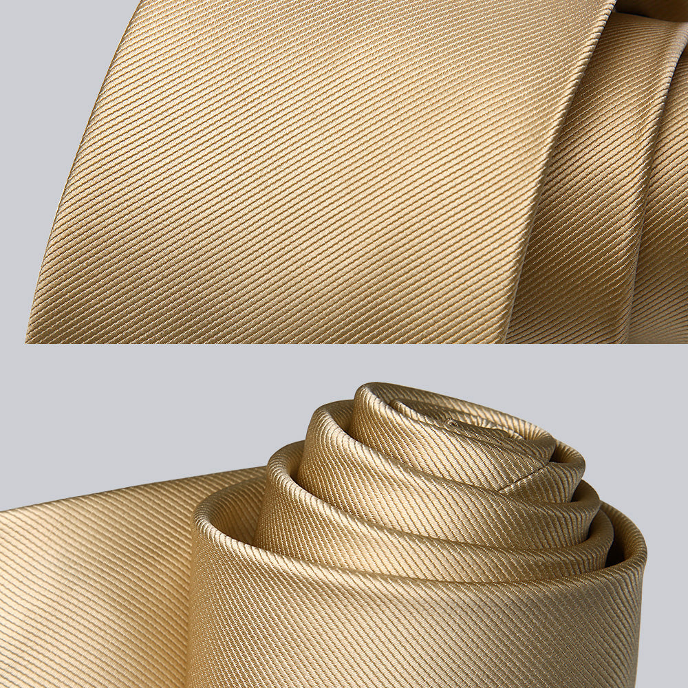 Solid Tie Handkerchief Set - M-CHAMPAGNE BEIGE