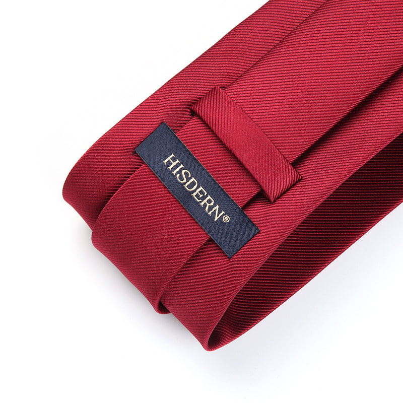 Solid Tie Handkerchief Set - BURGUNDY