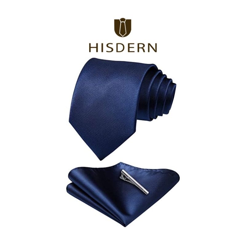 Solid Tie Handkerchief Set - 02 NAVY BLUE