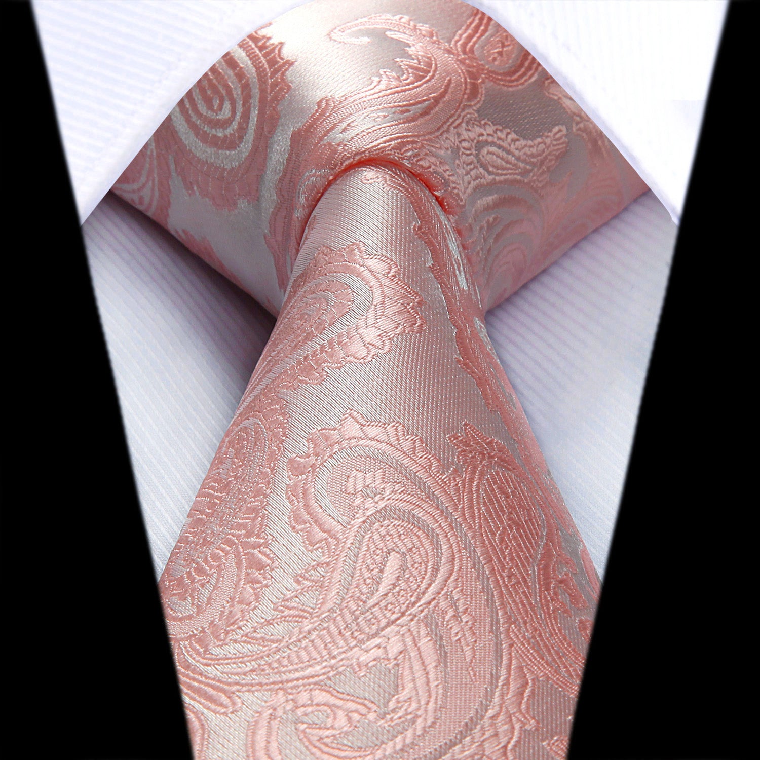 Paisley Solid Tie Handkerchief Set - A-PINK