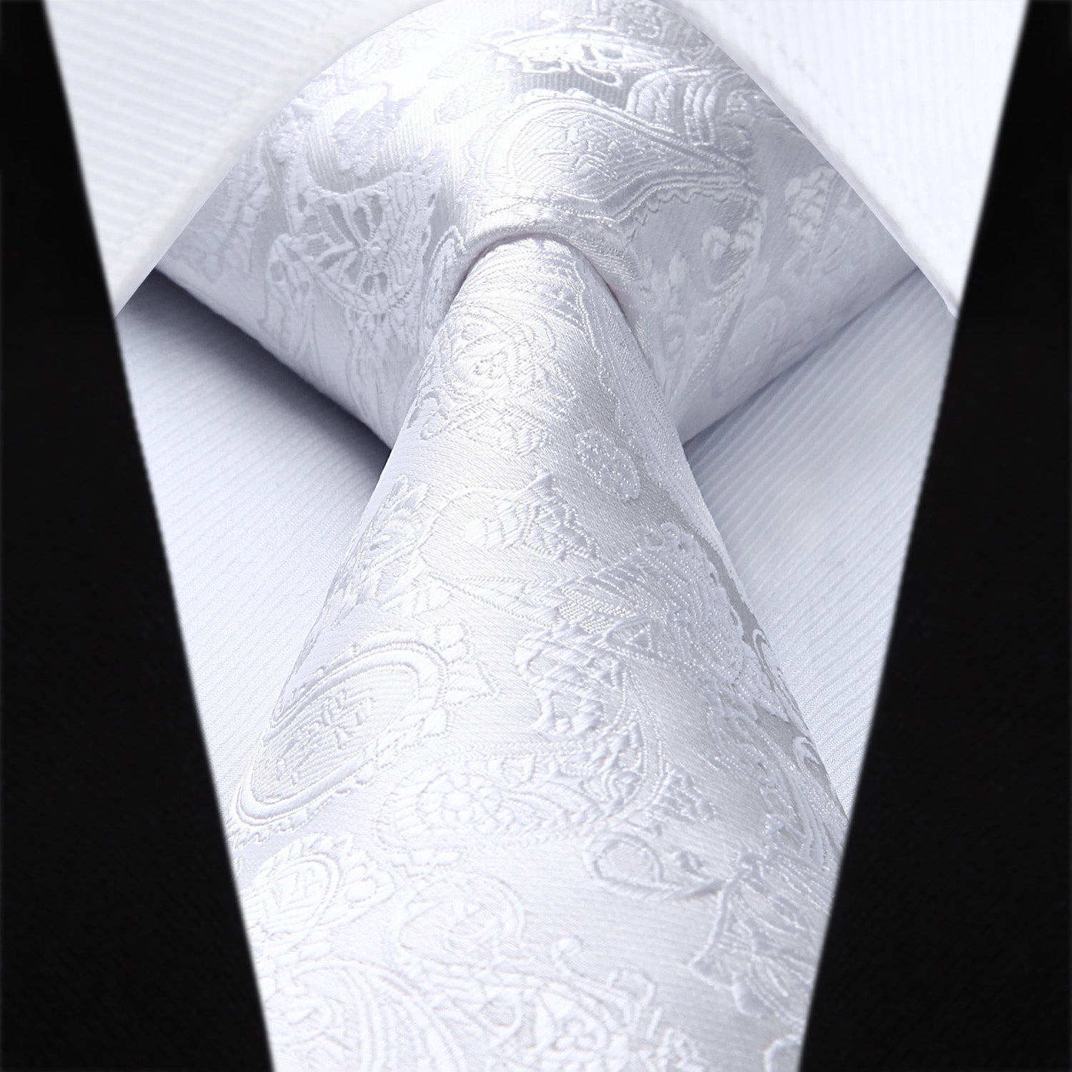 Paisley Tie Handkerchief Set - A3-WHITE
