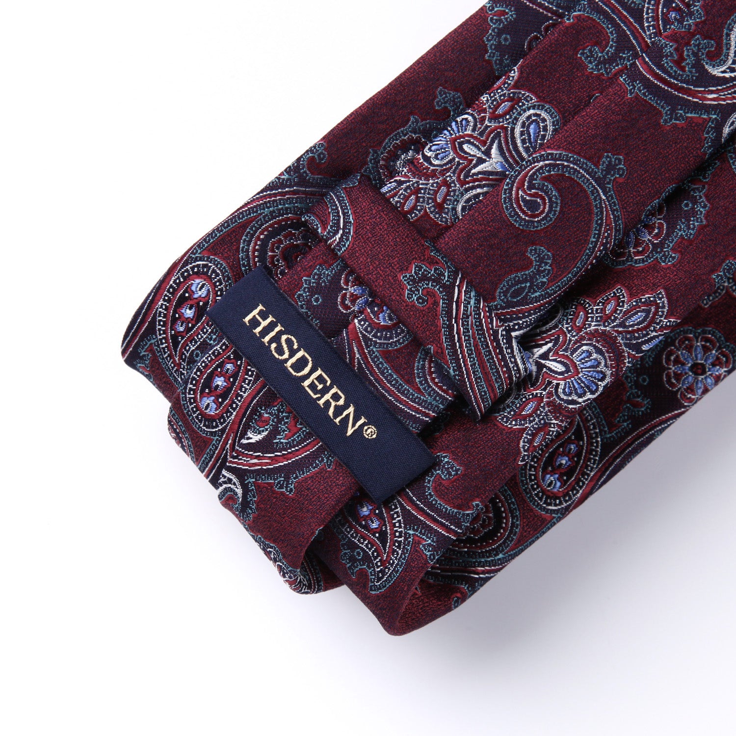 Paisley Floral Tie Handkerchief Set - BURGUNDY/WHITE