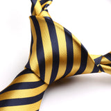 Stripe Tie Handkerchief Set - 02-YELLOW/NAVY BLUE