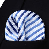 Stripe Tie Handkerchief Set - 10-BLUE/WHITE