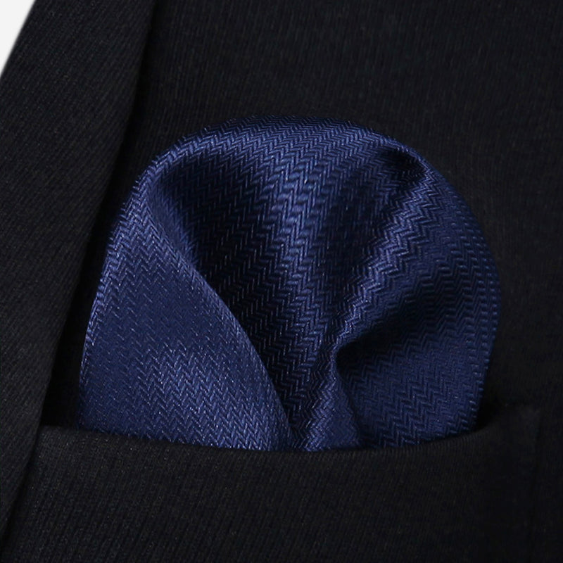 Stripe Tie Handkerchief Set - 02 NAVY BLUE