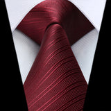 Stripe Tie Handkerchief Set - 01 BURGUNDY 2