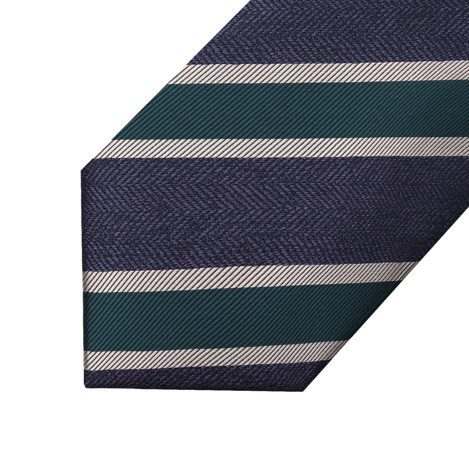 Stripe Tie Handkerchief Set - CHARCOAL/ARMY GREEN/WHEAT