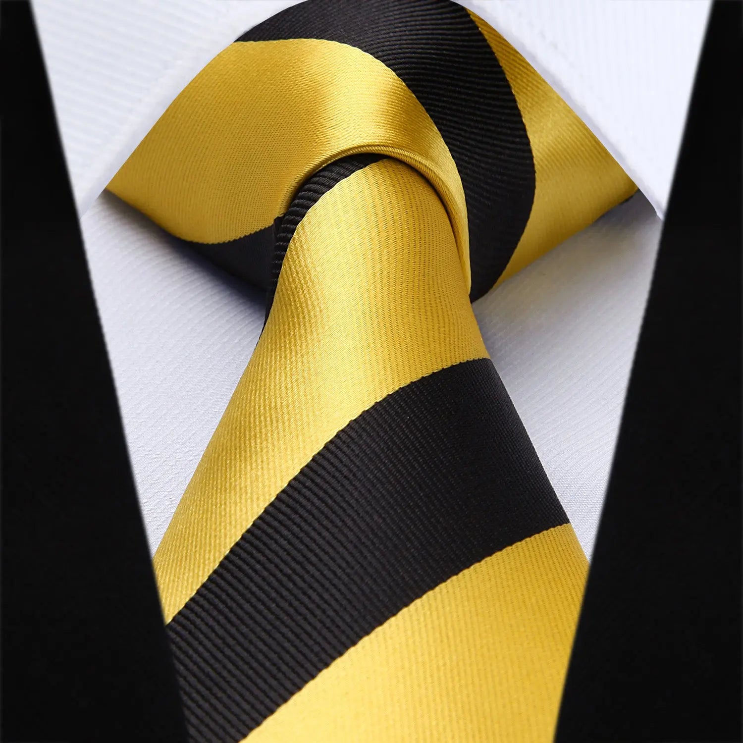 Stripe Tie Handkerchief Set - YELLOW/BLACK