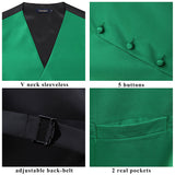 Solid 3Pc Suit Vest Set Green