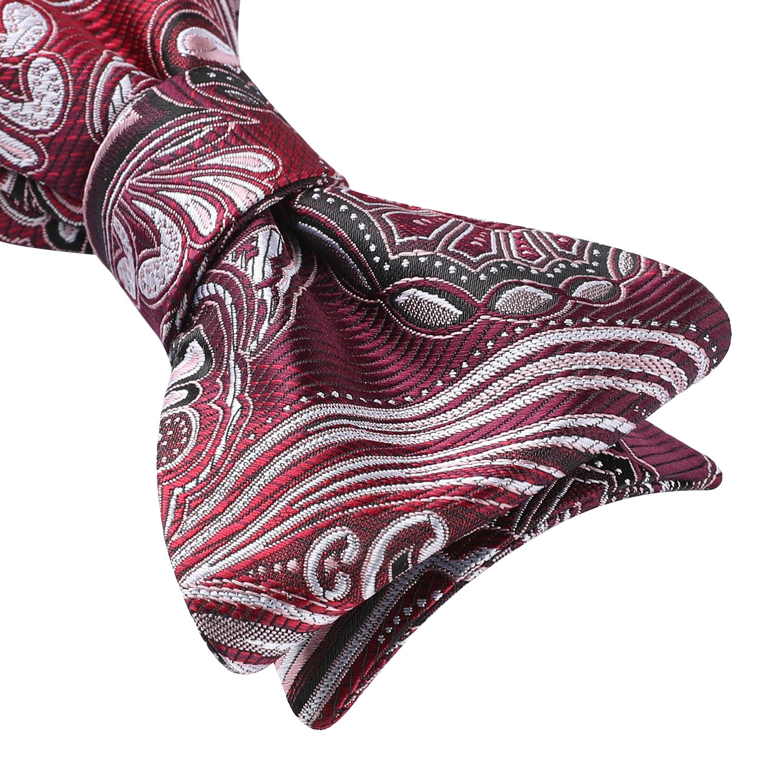 Paisley Bow Tie & Pocket Square - 07-BURGUNDY / GRAY