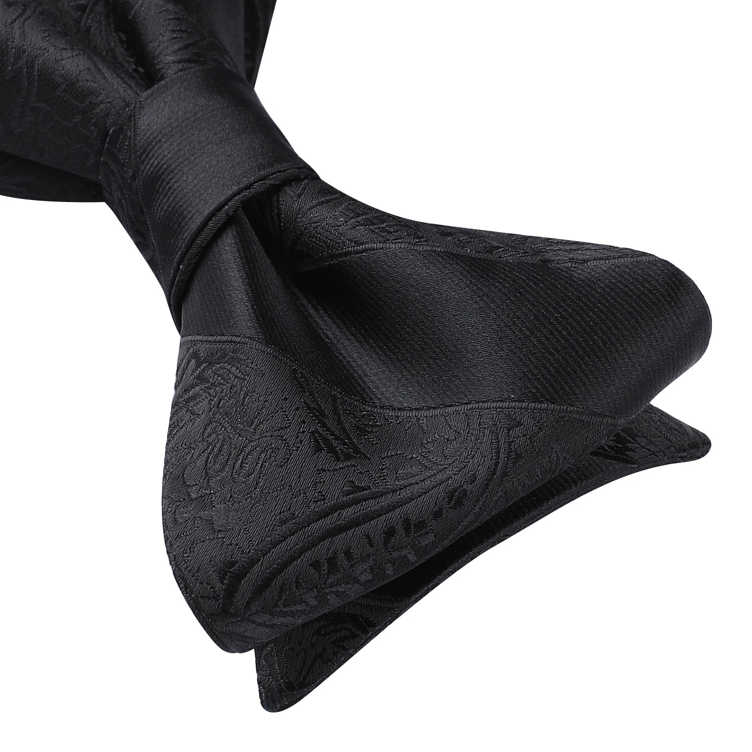 Floral Paisley Bow Tie & Pocket Square Sets - 1-BLACK