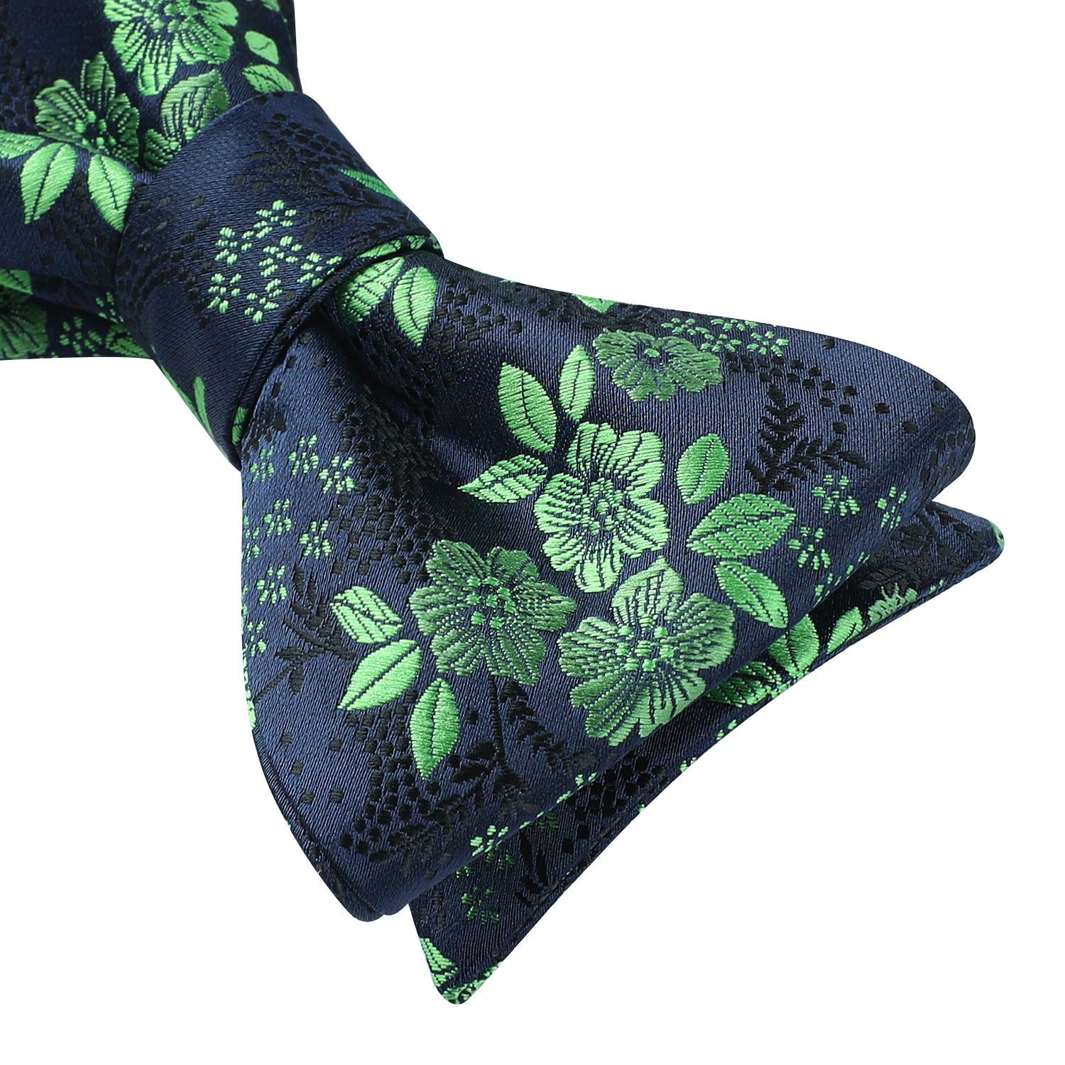Floral Bow Tie & Pocket Square - A-GREEN/NAVY BLUE