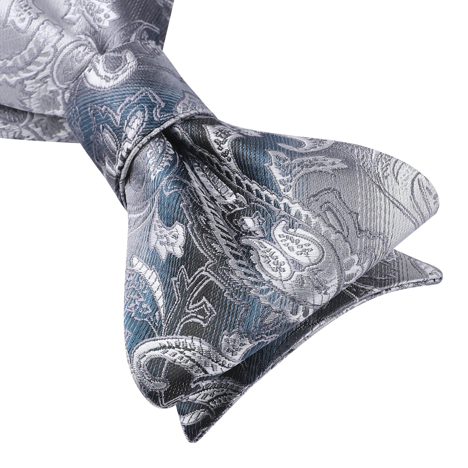 Floral Paisley Bow Tie & Pocket Square - GREY