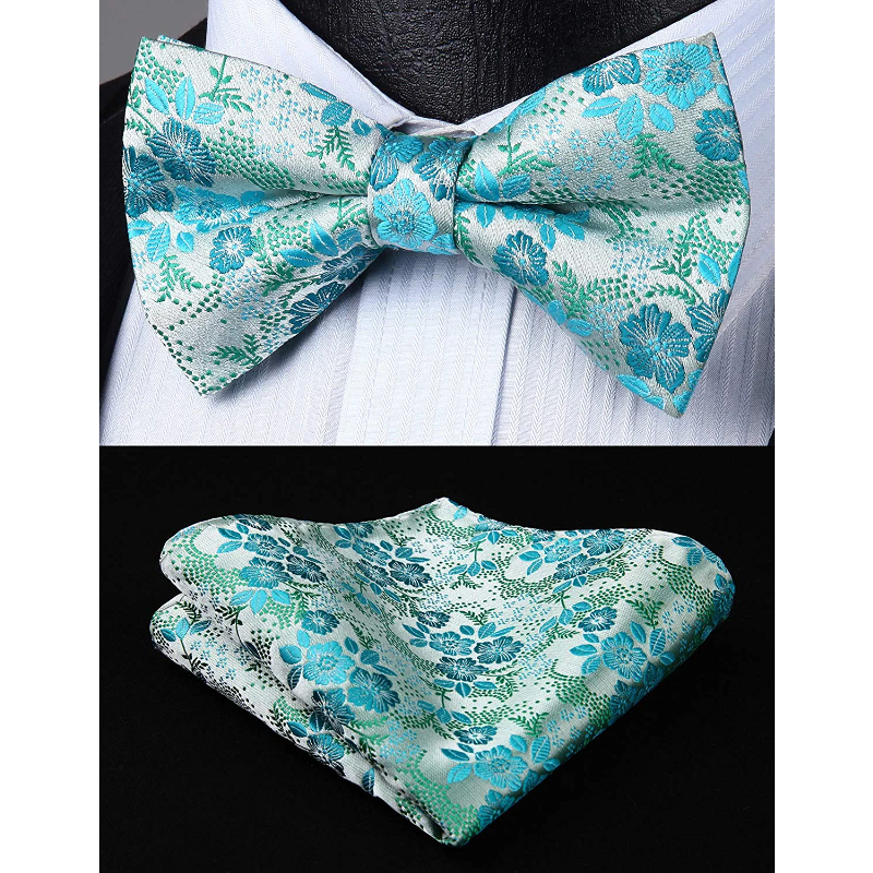 Paisley Pre-Tied Bow Tie & Pocket Square - E-ZAUQA1